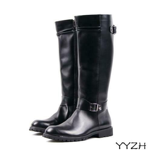 Men's Knee-High Military Riding Boots with Zipper - Casual Equestrian Shoes
