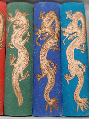 德记胡开文徽墨金龙五彩墨1980's Chinese Hukaiwen Colour Calligraphy
