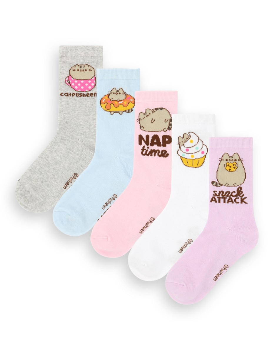 Pusheen Snack Attack Womens 4-8 UK Calf Socks Set of