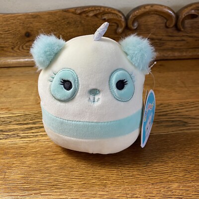 Squishmallows Inez The Pandacorn 5'' Plush Panda w Horn Blue White New
