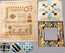 Autumn Sampler Abstract Frame Star Plaid Stripe Flower CROSS STITCH PATTERNS