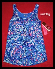 NWT Lilly Pulitzer MEDIUM UPF50 Luxletic Sunray Bra Tank Top Party Wave Turtles