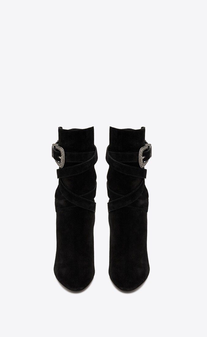 YSL Saint Laurent Mica stivaletti in pelle scamosciata fibbia misura 38 $1395 555633BT300