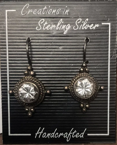.925 Silver wire earrings with Bezel Set CubicZ Stones