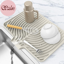 Dish Drying Matt for Kitchen Counter,18" 12"Silicone Dry Rack Mat with Built in