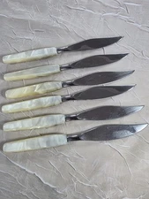 6 Mode Danish Stainless Steel Knives MCM Faux Pearl Serrated Blade England