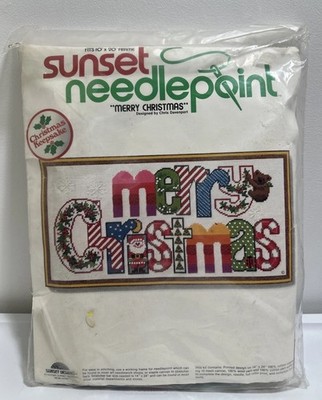 RARE Vintage 1978 Sunset Needlepoint Kit MERRY CHRISTMAS Holiday # 6070