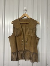 Vintage Suede Leather Fringe Vest Western Boho Cowboy Festival Statement Piece
