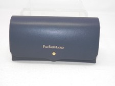 Polo Ralph Lauren Leather Glasses Case PRL Blue wCleaning Cloth Eyeglasses 6.25"