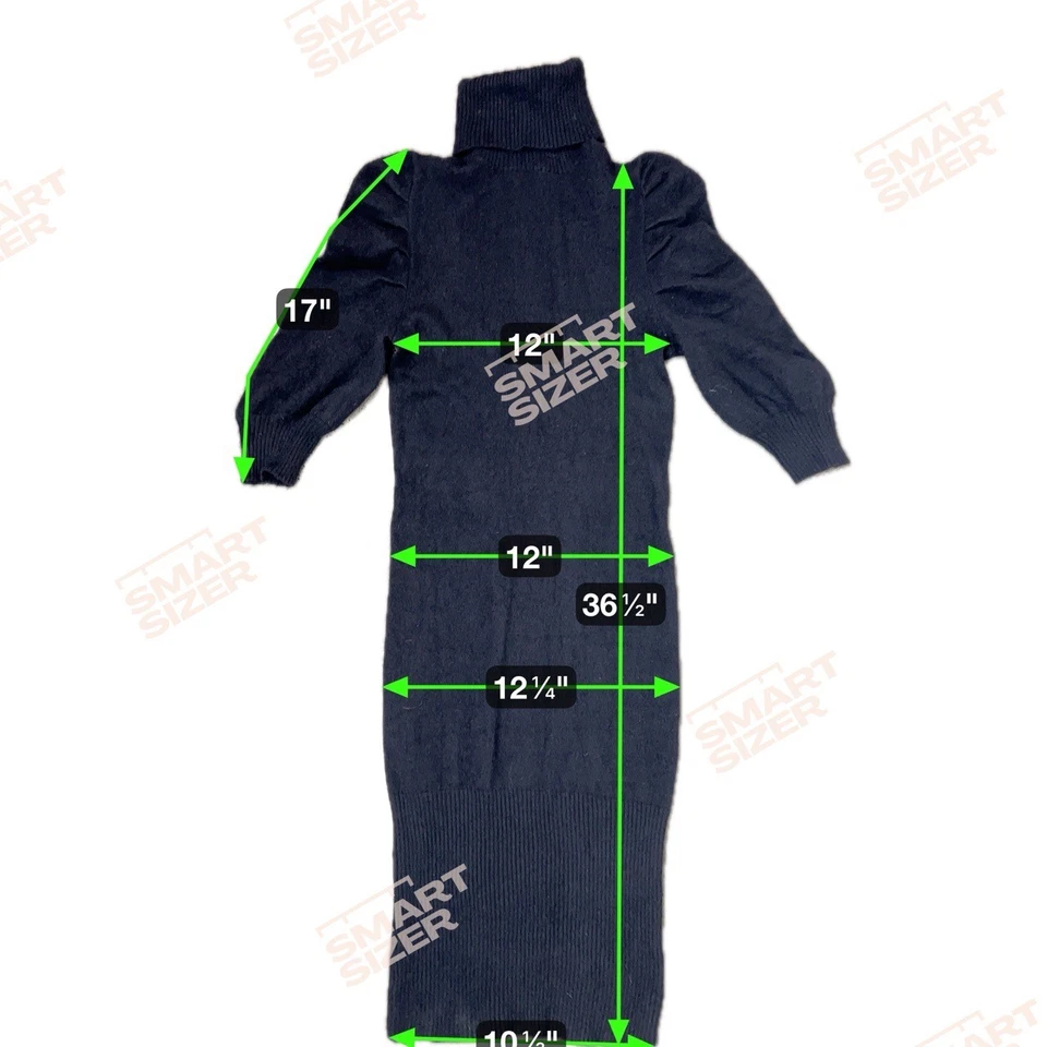 Vestido Suéter Bebe Pequeño Negro Abullonado Media Manga Cuello Alto Silencioso Lujo Bodycon Foto 2 de 4