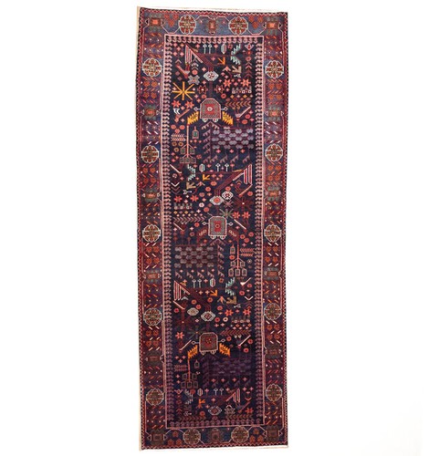 3'4 x 9'11 Vintage Handmade Tribal Oriental Runner Rug Hallway Carpet 3x10 Ft
