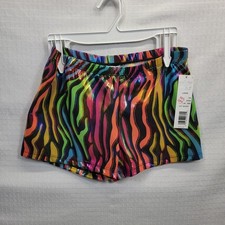 NWT Body Wrappers 700 Size Large Rainbow Zebra Hologram Print Foil Booty Shorts