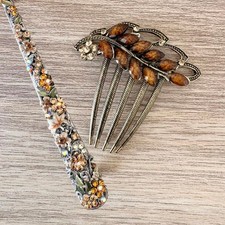Set of 2 Decorative Hair Pins, Comb, Barrette, Wedding Cottagecore Vintage