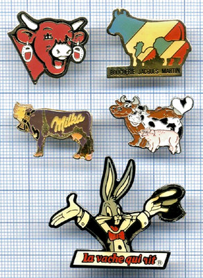 Konvolut Pin's / Käse Die lachende Kuh SCHÖN Bugs Bunny Schokolade MILKA Cow Schwein