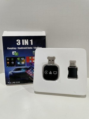 For Apple iPhone Carplay Adapter 3in1 Wireless Carplay & Android Auto & Airplay