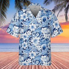 Tropical Print Hawaiian Shirt Men's Casual Beach Aloha Summer Vacation Party Top