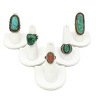 Southwest Sterling Malachite Turquoise Coral Horseshoe Rings Lot of 5 #S5319-5 — photo 1
