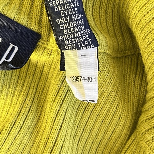 Vintage GAP Sweater Womens S Chartreuse Green Stripe Rib Knit Full Zip Y2K - Picture 7 of 7