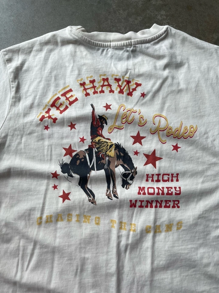 Wildfox Rodeo Camiseta Blanca Talla M Vaquero Bordado Foto 4 de 4