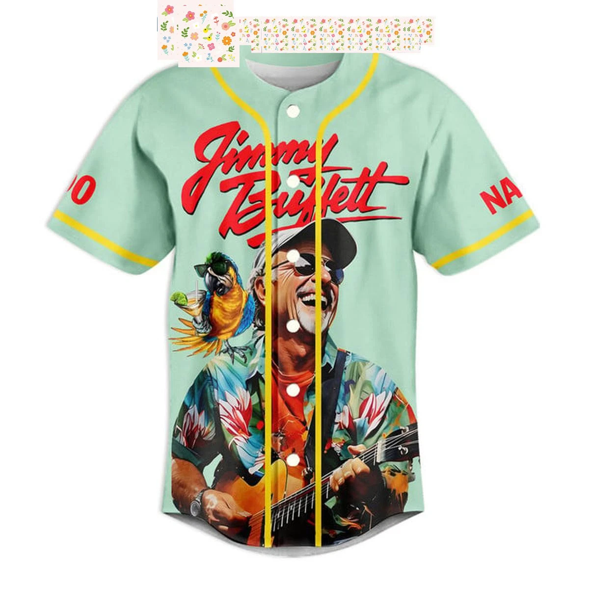Jimmy Buffett Cheeseburger in Paradise Personalized Baseball Jersey