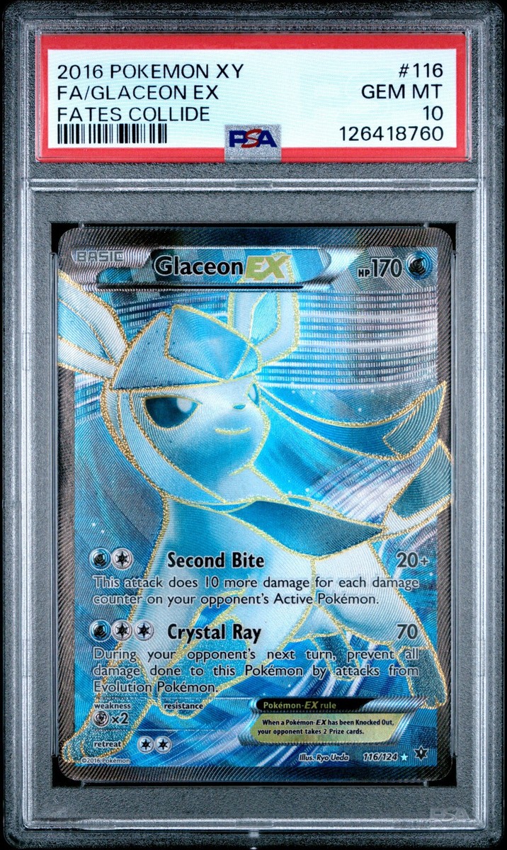2016 POKEMON FATES COLLIDE GLACEON EX #116 FULL ART PSA 10 GEM