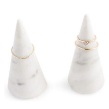Marble Ring Holder Tower Ceramic Cone Shape Modern Decorative Display White