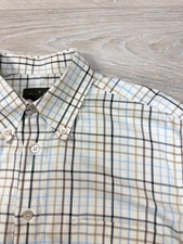 Ermenegildo Zegna Mens Beige, Blue, Black, Check Cotton Shirt Made in ITALY sz L