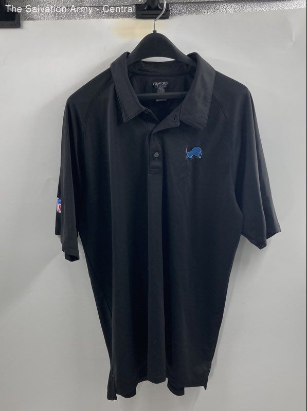 Reebok Mens Black Detroit Lions Sports Football Polo Shirt Size X-Large