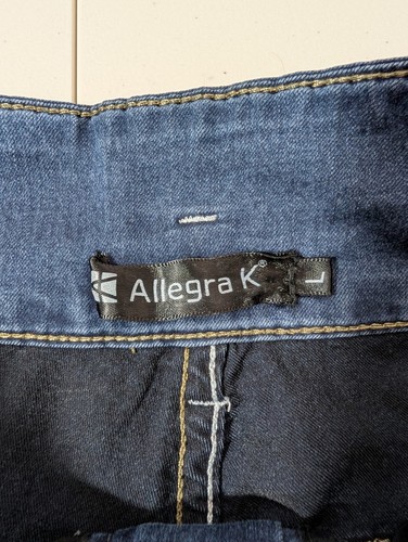 Allegra K 3 Button Damen Skinny Leg Denim Blue Jeans Größe Large Medium Wash - Bild 4 von 5