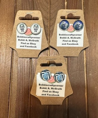 Bob and Beetlejuice stud earrings 