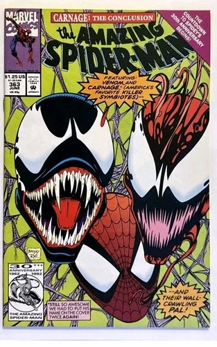 The Amazing Spiderman! Issue 363. Featuring. 3rd Appearance Of Carnage Key Book!
