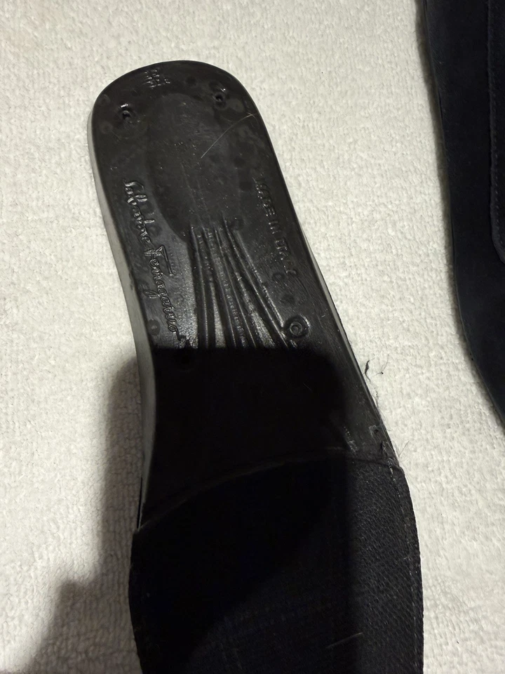 Zapato de Conducción Salvatore Ferragamo Gamuza Azul Marino Talla 9 EEE Foto 3 de 4