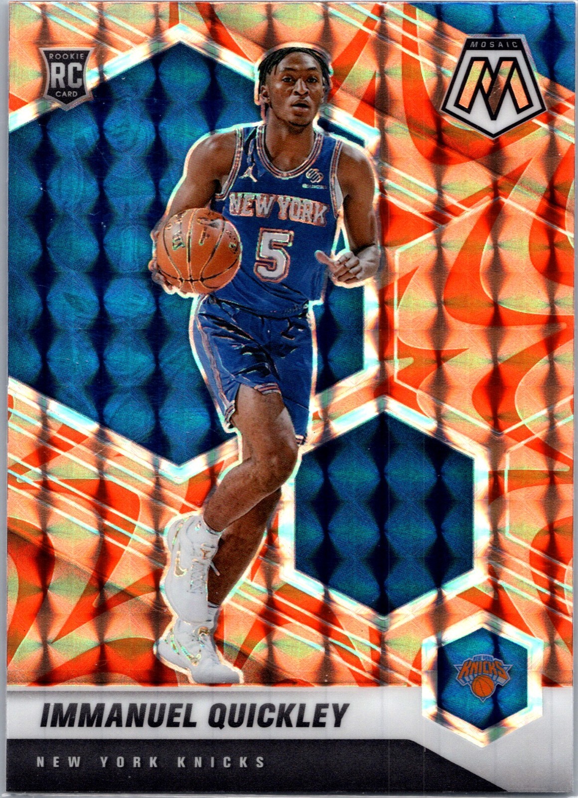2020-21 Panini Mosaic #208 Immanuel Quickley Mosaic Reactive Orange RC Knicks