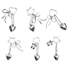 Fashion Heart Star Charm Keyring Versatile Women Bag Keychain Alloy Accessory