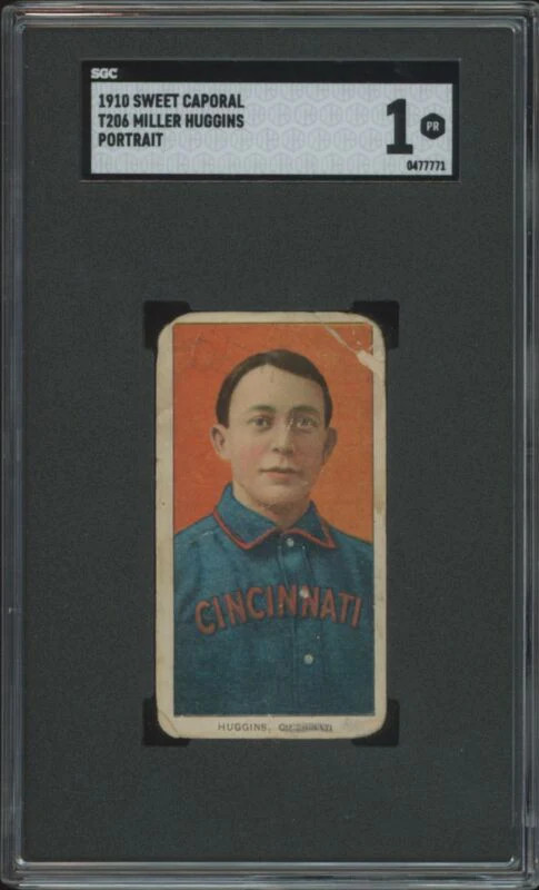 1909 T206 MILLER HUGGINS PR HOF PORTRAIT SWEET CAPORAL 350 SGC 1 CINCINNATI REDS