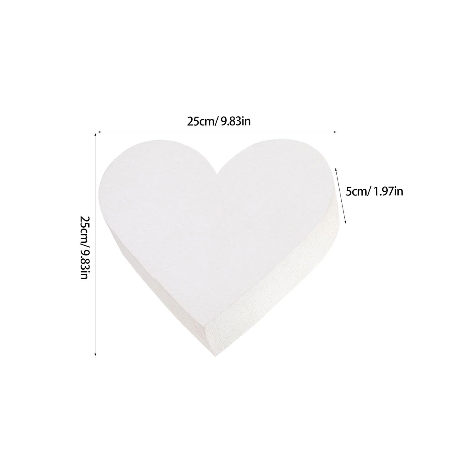 2pcs Foam Cake, 10 Inch Styro-foams Heart Shaped Fake Model Polystyrene Embry...