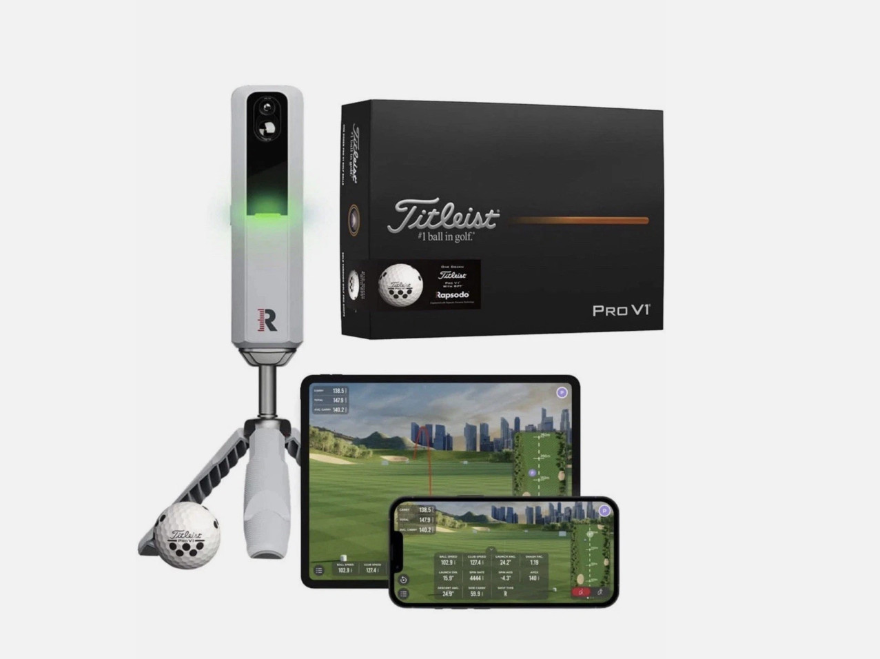 Rapsodo MLM2PRO Silver Golf Launch Monitor + 12 Titleist Pro V1 Balls