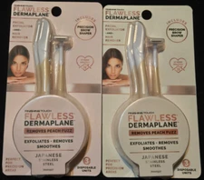 2 Sets Finishing Touch Flawless DermaPlane Travel Facial Exfoliator Hair Remover