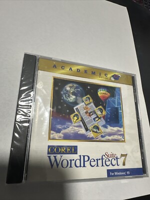 COREL WORDPERFECT SUITE 7 (NEW IN SEALED RETAIL BOX) for WINDOWS 95 on CD 32 Bit