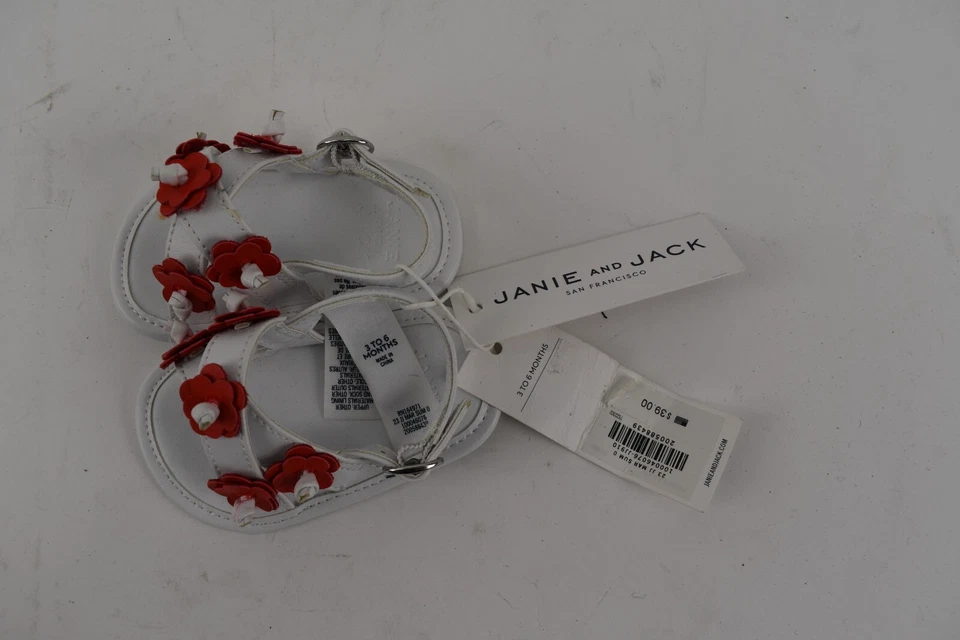 NUEVO CON ETIQUETAS JANIE AND JACK Sandalias Flor Blanca Talla 3-6 Meses Foto 4 de 4