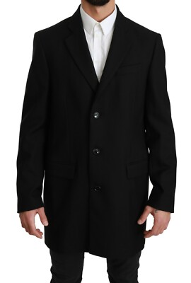 ジャケット Dolce & Gabbana Black Wool Blazer DOLCE & GABBANA Blazer Black 100% Wool Jacket Coat s. IT50