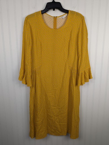Downeast Women's Timeless Yellow Geometric Dress Flowy Viscose Size Small