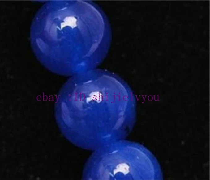 Cuentas sueltas redondas de piedras preciosas de zafiro azul natural de 10 mm hilo de 15" Foto 4 de 4