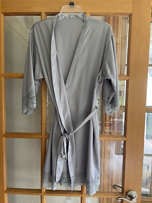 Gray silky robe one size