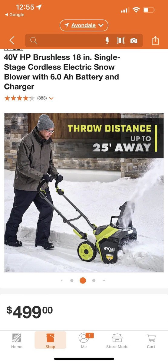 Ryobi RY40890VNM 40V HP Brushless 18 Single-Stage Cordless