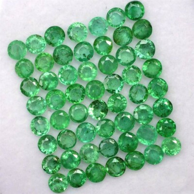 Wholesale Lot 2.5mm Round Facet Natural Zambian Emerald Loose Calibrated Gems