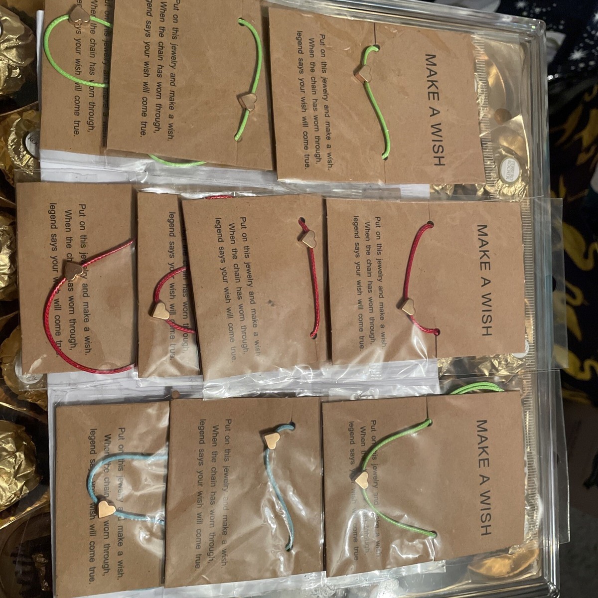 Bundle of 10 Make A Wish Bracelet Novelty Keepsake Party Bag Items