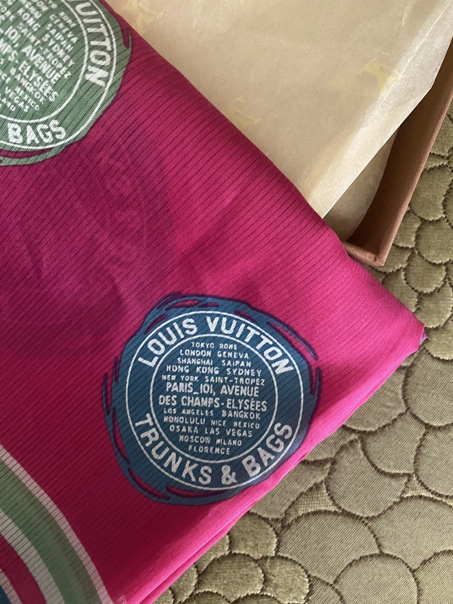 Louis Vuitton - Trunks and Bags Cotton and Silk Pink Scarf