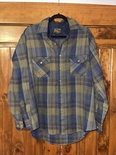 Vtg 80s Country Squire by Block Plaid Shirt Mens L 16-16 1/2 Green Wool Blend