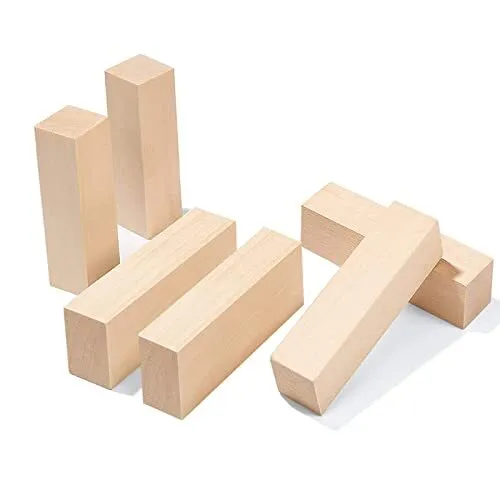 DFsucces Carved Wood Carving Blocks Unfinished Wood Rectangular Cube Wood  DIY
